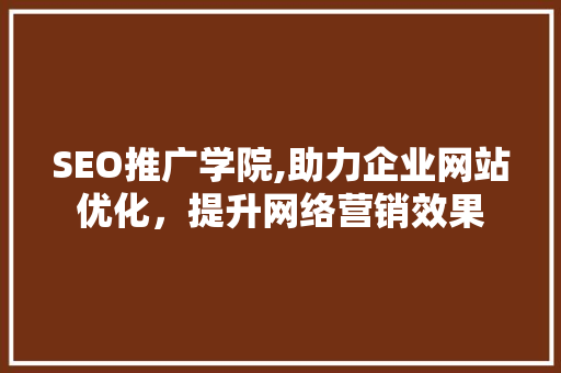 SEO推广学院,助力企业网站优化，提升网络营销效果