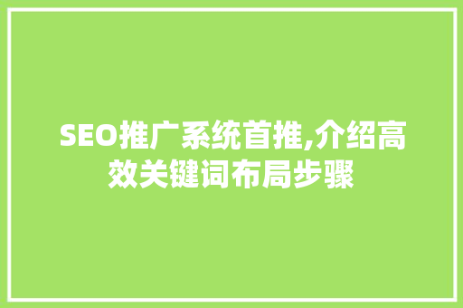 SEO推广系统首推,介绍高效关键词布局步骤