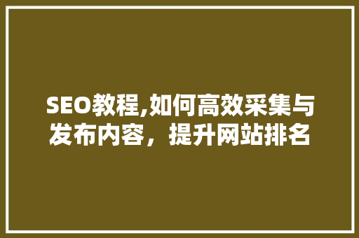 SEO教程,如何高效采集与发布内容，提升网站排名