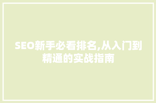 SEO新手必看排名,从入门到精通的实战指南