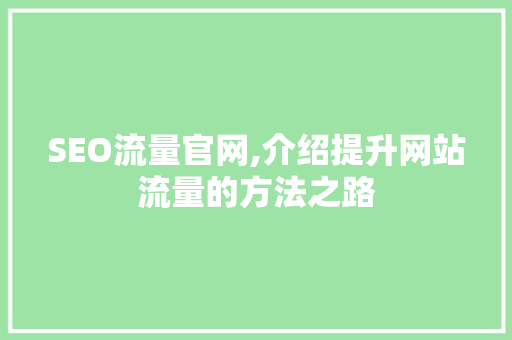 SEO流量官网,介绍提升网站流量的方法之路
