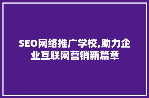 SEO网络推广学校,助力企业互联网营销新篇章