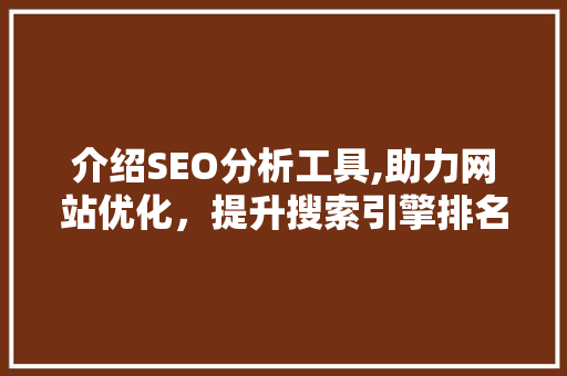 介绍SEO分析工具,助力网站优化，提升搜索引擎排名  第1张