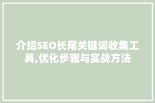 介绍SEO长尾关键词收集工具,优化步骤与实战方法