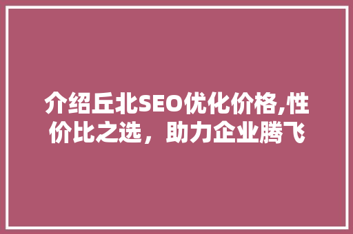 介绍丘北SEO优化价格,性价比之选，助力企业腾飞