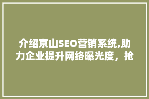 介绍京山SEO营销系统,助力企业提升网络曝光度，抢占市场先机