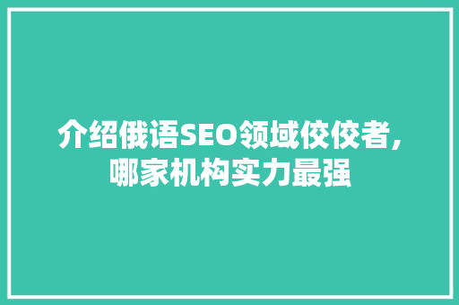 介绍俄语SEO领域佼佼者,哪家机构实力最强