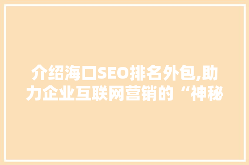 介绍海口SEO排名外包,助力企业互联网营销的“神秘武器”