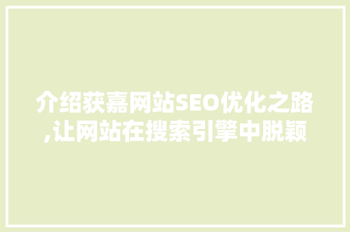 介绍获嘉网站SEO优化之路,让网站在搜索引擎中脱颖而出
