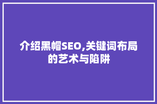 介绍黑帽SEO,关键词布局的艺术与陷阱