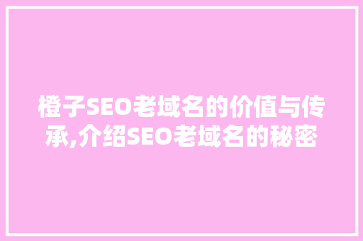 橙子SEO老域名的价值与传承,介绍SEO老域名的秘密武器