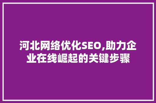河北网络优化SEO,助力企业在线崛起的关键步骤  第1张