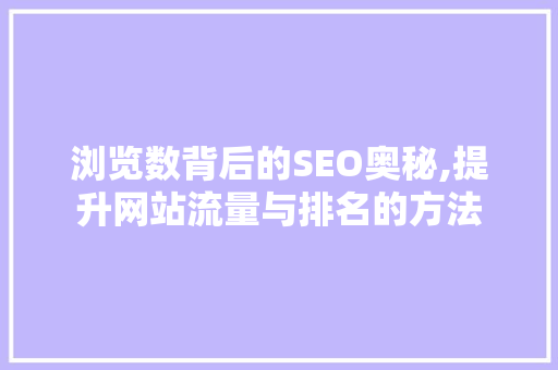浏览数背后的SEO奥秘,提升网站流量与排名的方法