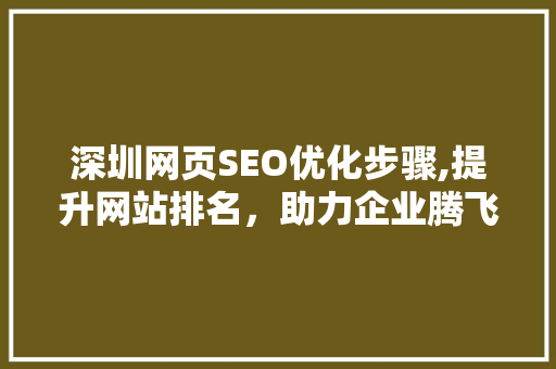 深圳网页SEO优化步骤,提升网站排名，助力企业腾飞