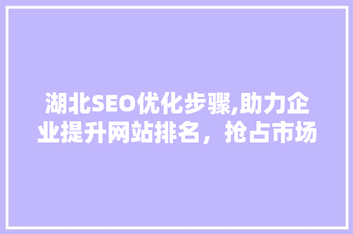 湖北SEO优化步骤,助力企业提升网站排名，抢占市场先机