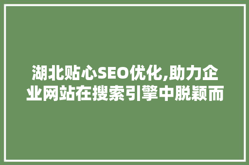 湖北贴心SEO优化,助力企业网站在搜索引擎中脱颖而出
