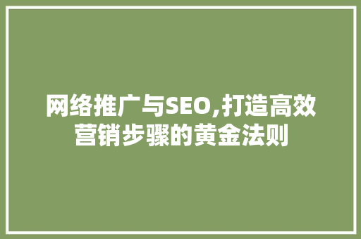网络推广与SEO,打造高效营销步骤的黄金法则  第1张
