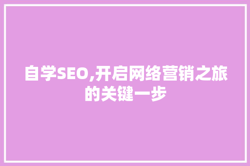 自学SEO,开启网络营销之旅的关键一步