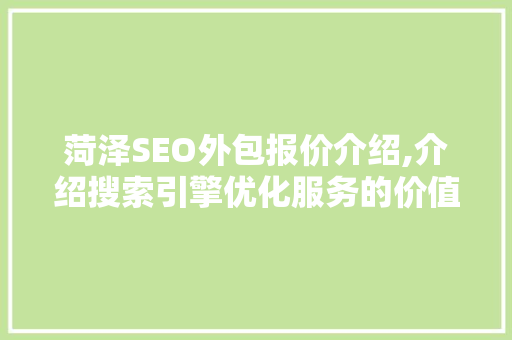 菏泽SEO外包报价介绍,介绍搜索引擎优化服务的价值与步骤