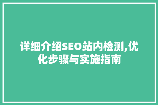 详细介绍SEO站内检测,优化步骤与实施指南