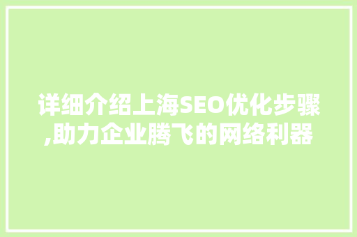 详细介绍上海SEO优化步骤,助力企业腾飞的网络利器