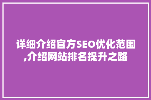 详细介绍官方SEO优化范围,介绍网站排名提升之路