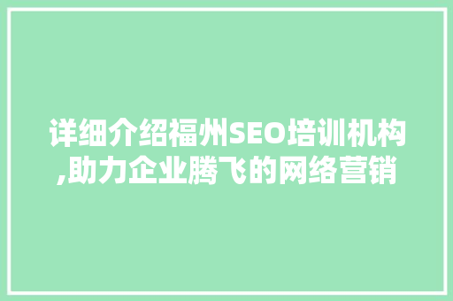 详细介绍福州SEO培训机构,助力企业腾飞的网络营销利器