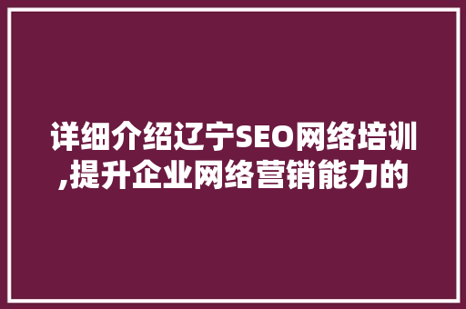详细介绍辽宁SEO网络培训,提升企业网络营销能力的方法