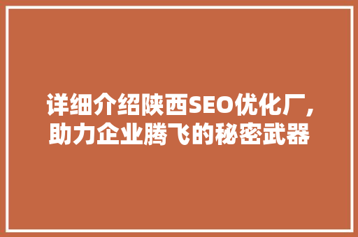 详细介绍陕西SEO优化厂,助力企业腾飞的秘密武器