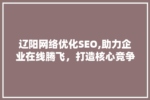 辽阳网络优化SEO,助力企业在线腾飞，打造核心竞争力