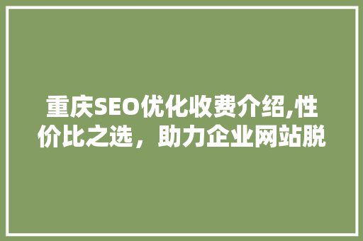 重庆SEO优化收费介绍,性价比之选，助力企业网站脱颖而出