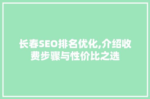 长春SEO排名优化,介绍收费步骤与性价比之选
