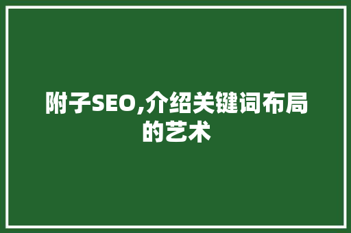 附子SEO,介绍关键词布局的艺术