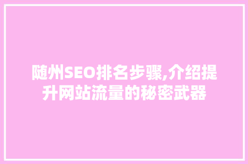 随州SEO排名步骤,介绍提升网站流量的秘密武器