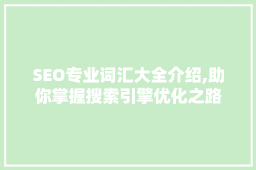 SEO专业词汇大全介绍,助你掌握搜索引擎优化之路