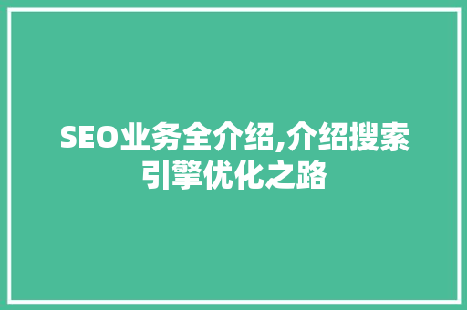SEO业务全介绍,介绍搜索引擎优化之路
