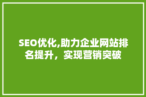 SEO优化,助力企业网站排名提升，实现营销突破