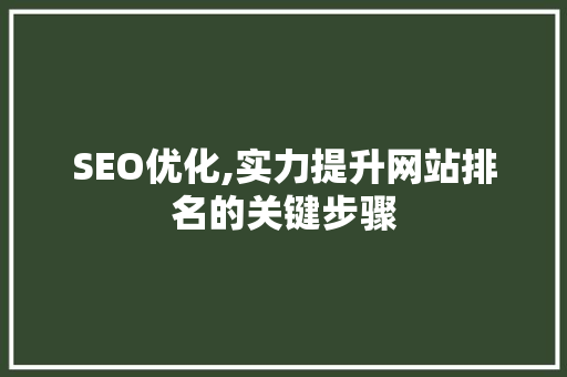 SEO优化,实力提升网站排名的关键步骤