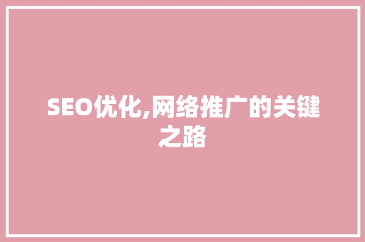 SEO优化,网络推广的关键之路