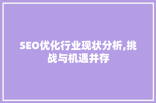 SEO优化行业现状分析,挑战与机遇并存