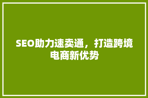 SEO助力速卖通，打造跨境电商新优势