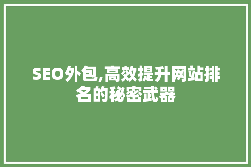 SEO外包,高效提升网站排名的秘密武器
