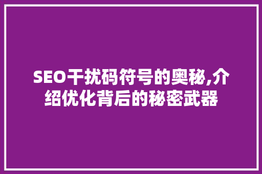 SEO干扰码符号的奥秘,介绍优化背后的秘密武器