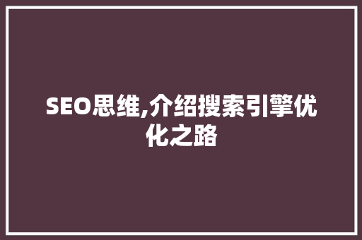 SEO思维,介绍搜索引擎优化之路