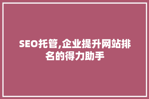 SEO托管,企业提升网站排名的得力助手