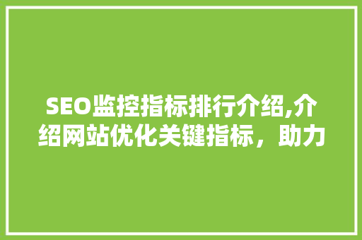 SEO监控指标排行介绍,介绍网站优化关键指标，助力企业提升排名