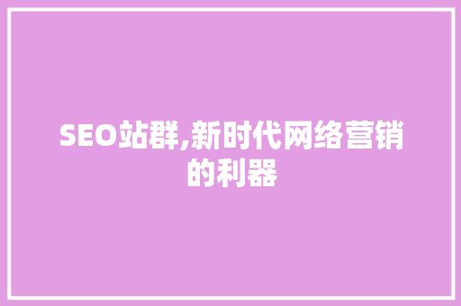SEO站群,新时代网络营销的利器