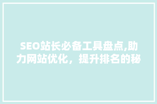 SEO站长必备工具盘点,助力网站优化，提升排名的秘密武器