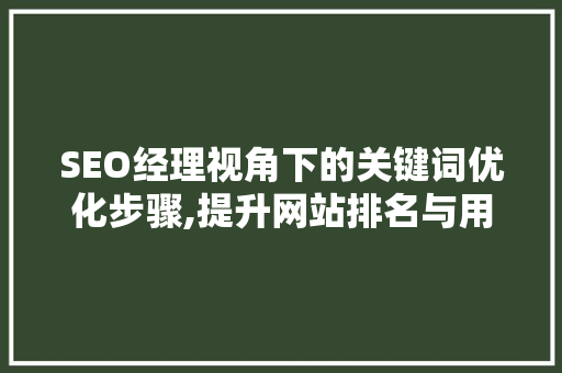 SEO经理视角下的关键词优化步骤,提升网站排名与用户体验