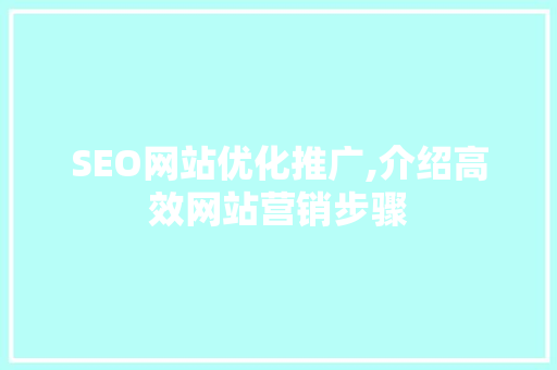 SEO网站优化推广,介绍高效网站营销步骤